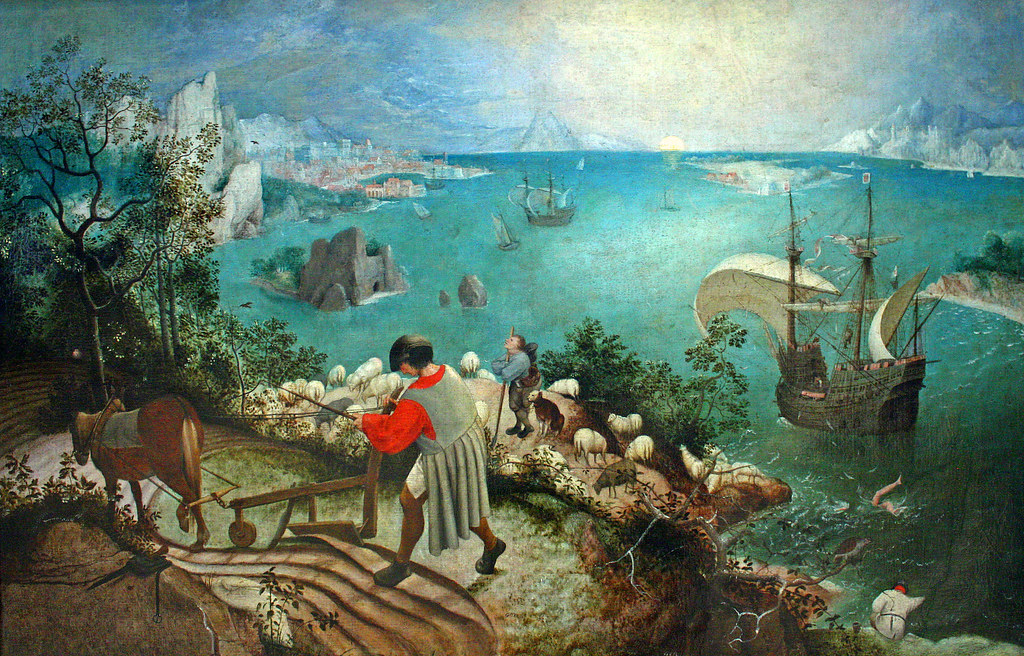 Pieter Bruegel starszy, Pejzaż z upadkiem Ikara – powiększenie